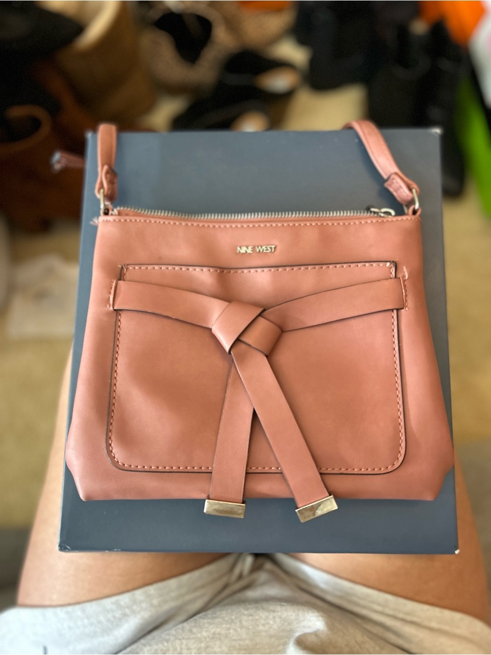 Nine West Pink Crossbody Bag with Front Knot